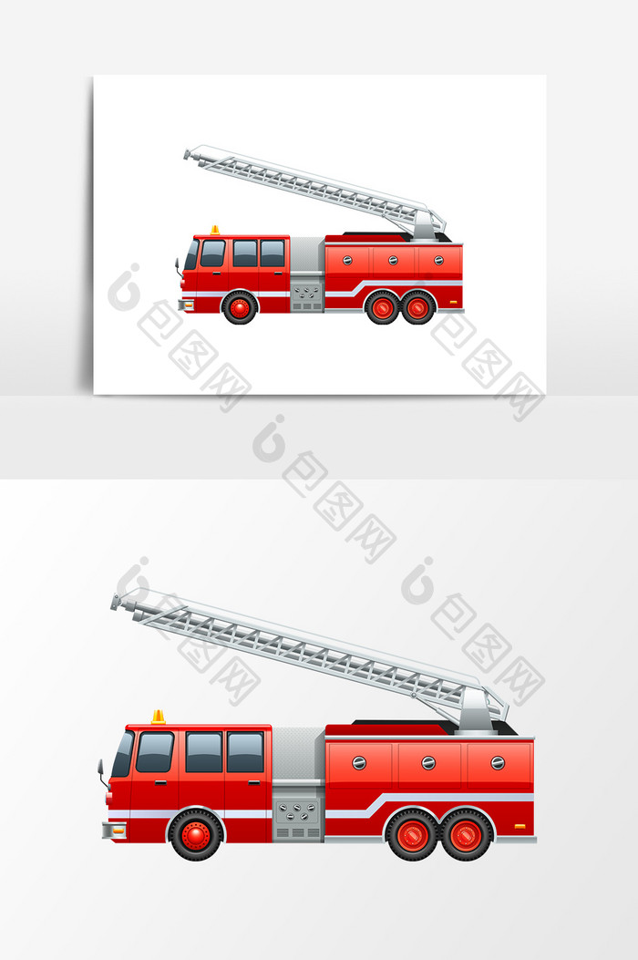 卡通消防车设计元素