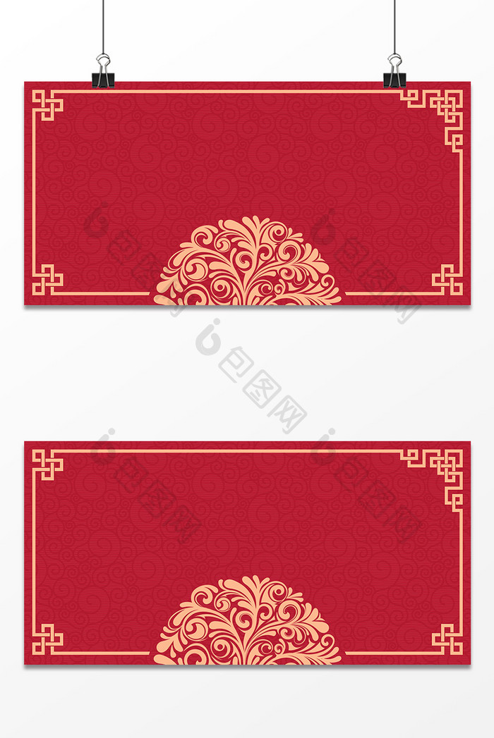 红色喜庆中国风背景展板设计