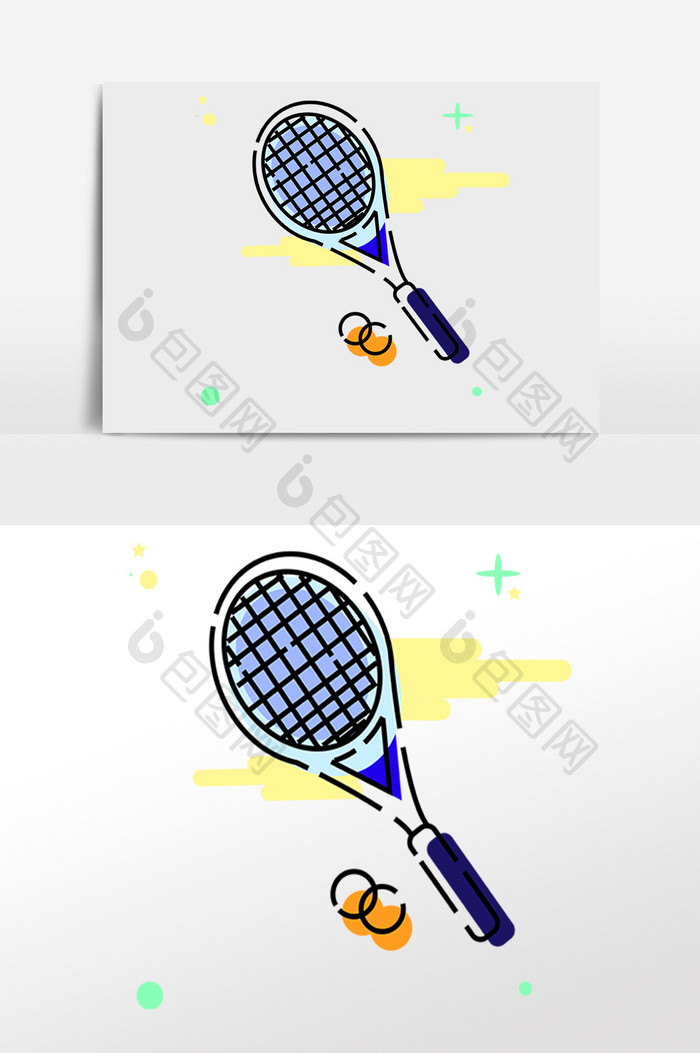 手绘MBE运动网球插画元素