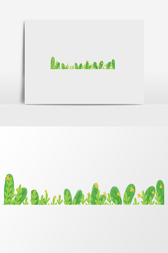 手绘青青的草地插画元素图片