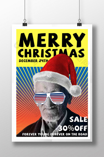 圣诞快乐波普艺术圣诞老人海报图片