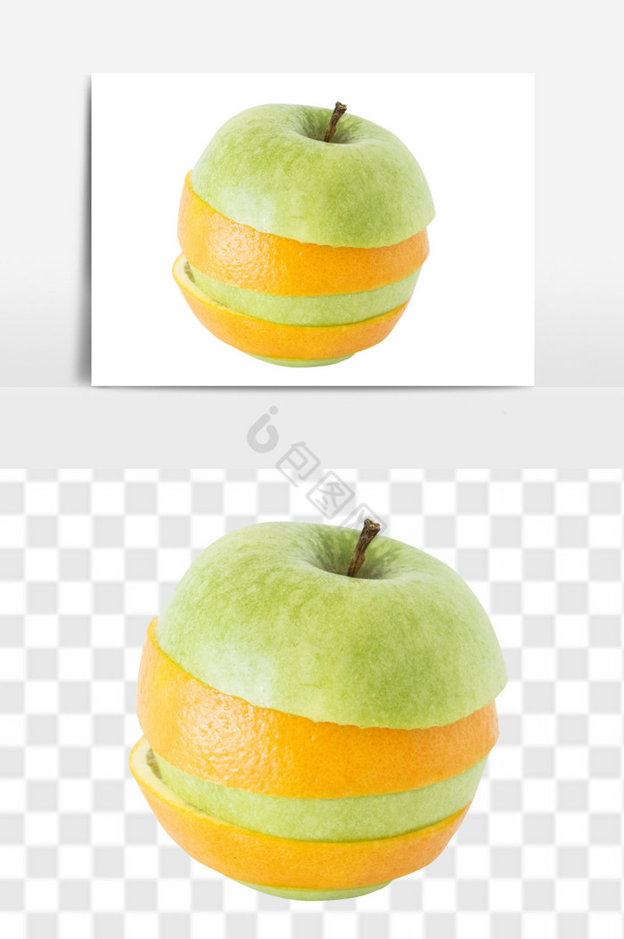 青苹果橙子组合图片