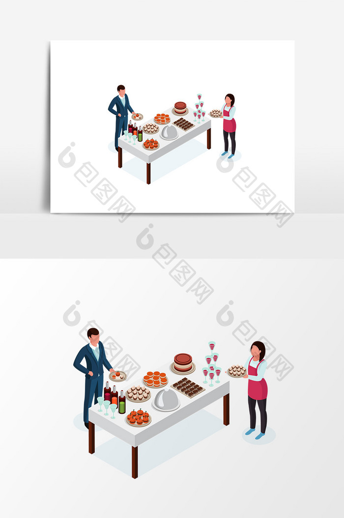 手绘自助餐设计元素卡通