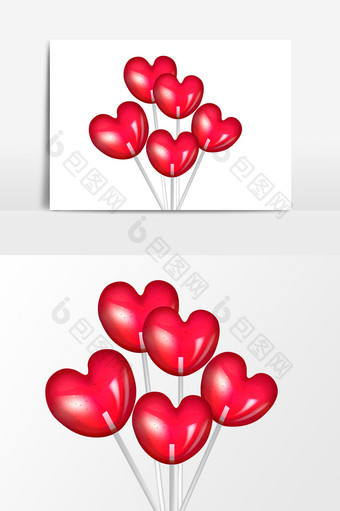 红色心形气球元素图片