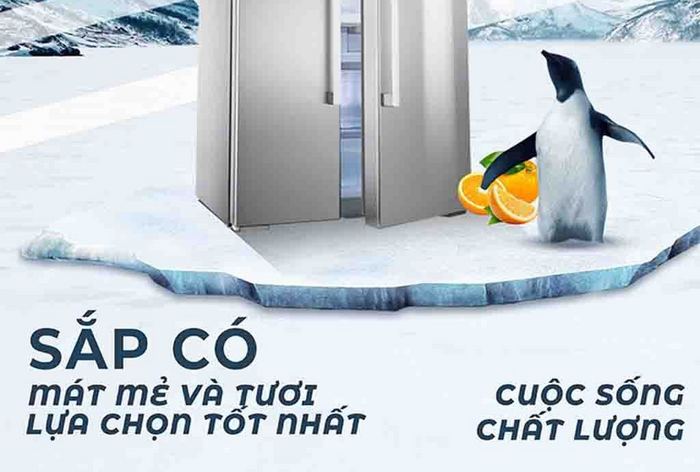 电子商务电器冰箱冰和企鹅海报