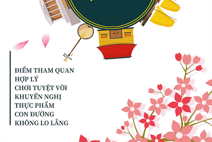 越南旅游景观建筑梅花海报