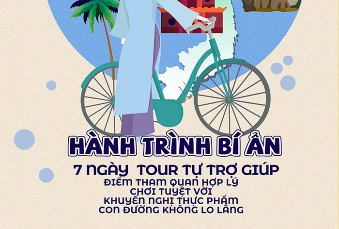 越南旅游风景图女子骑行简易海报