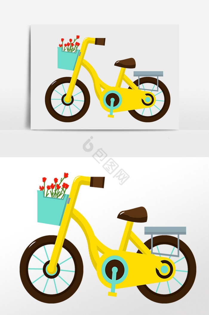 的自行车，的花图片