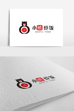 小熊饭团餐饮食堂标志logo