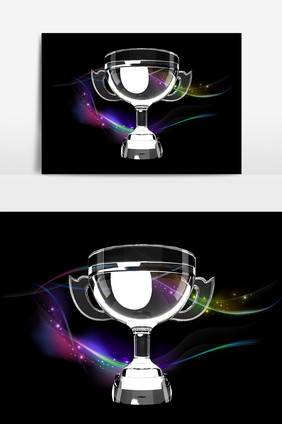 水晶质感透明奖杯元素素材设计