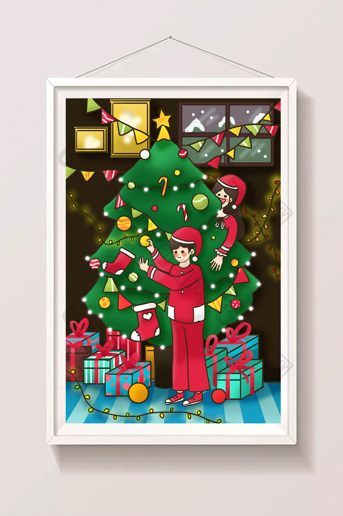 温馨可爱圣诞节Merry Chr插画海报