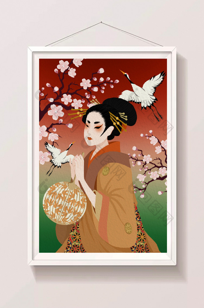 日本和服美女插画日本古典美女插画日本美女插画图片