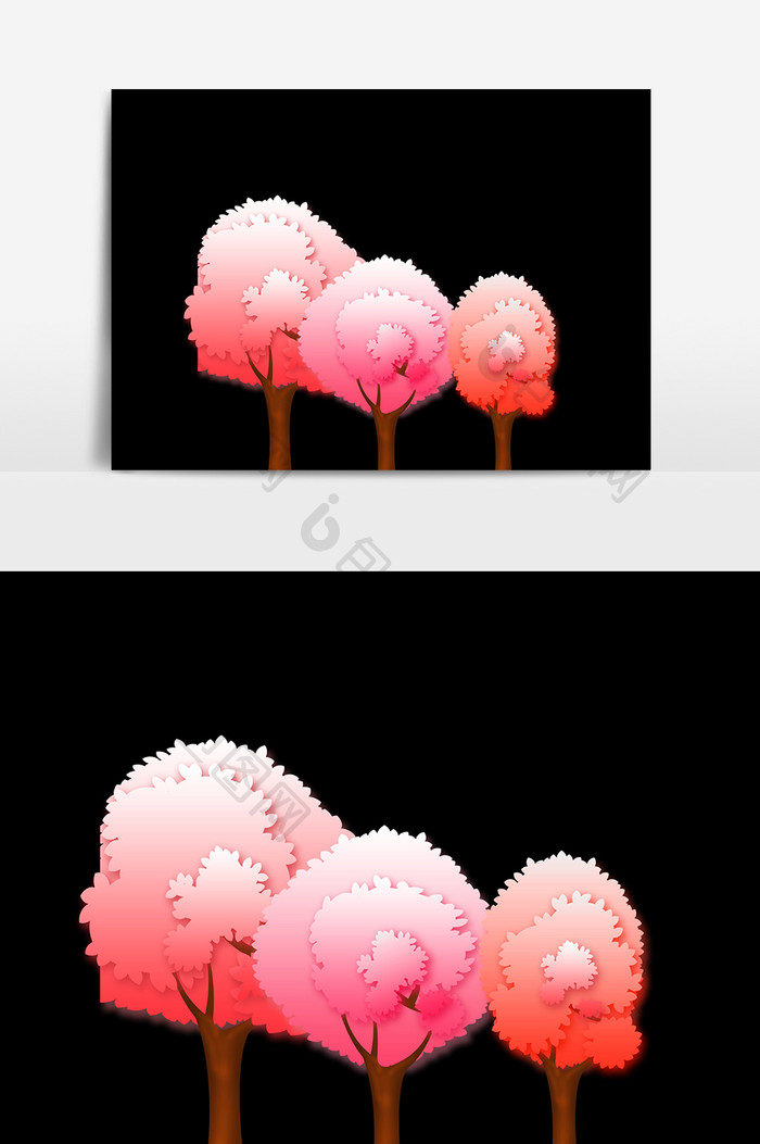 简约粉色树木元素设计