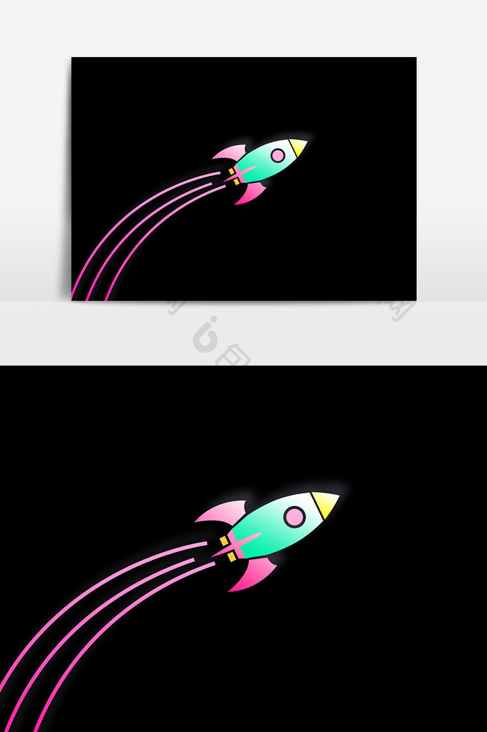 手绘火箭元素卡通
