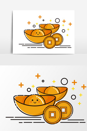 元宝铜钱元素图片