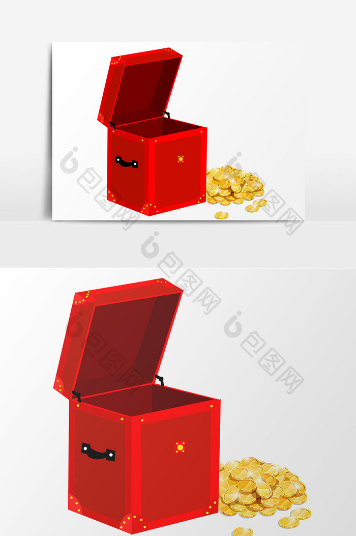 红色箱子硬币设计元素