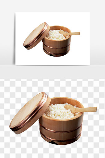 木桶饭饭勺木桶元素图片