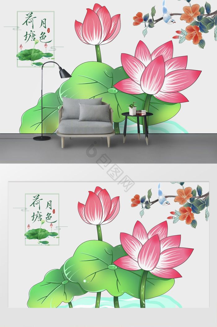 荷塘月色背景-荷塘月色背景图片-【包图网】