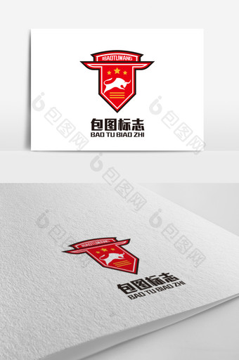 盾牌和牛标志logo设计图片