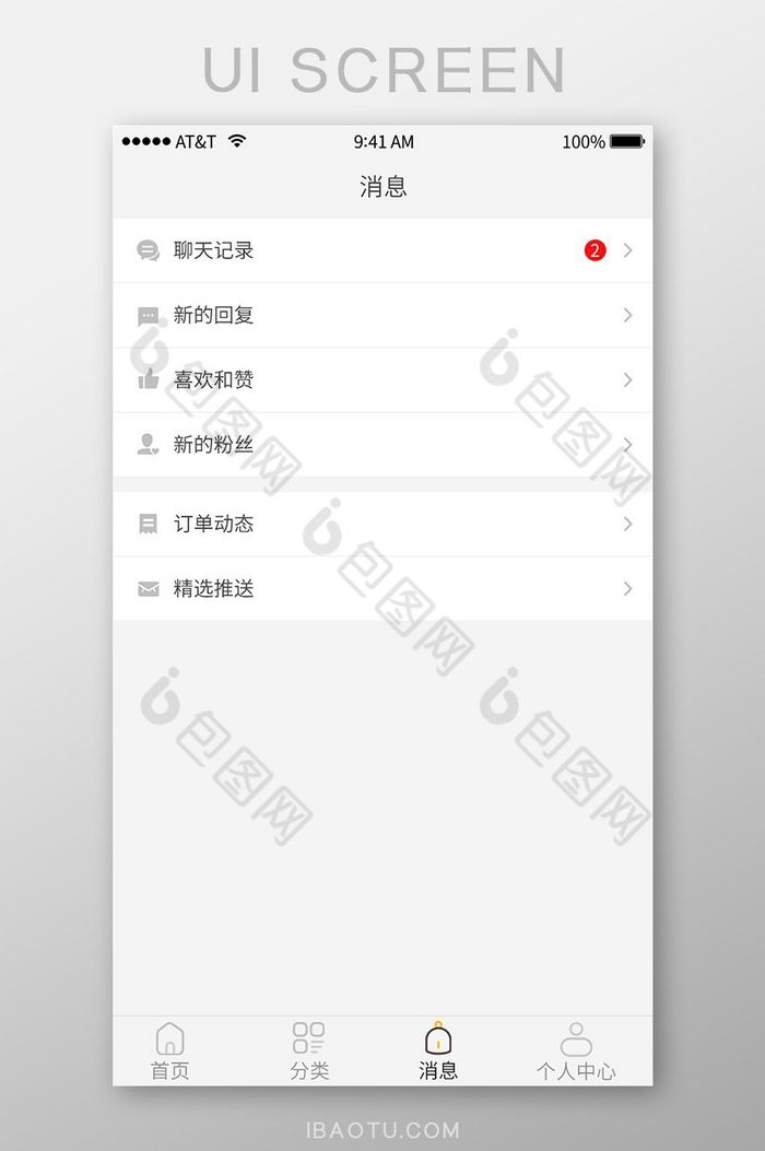 简约商城App消息列表主界面UI设计图片图片