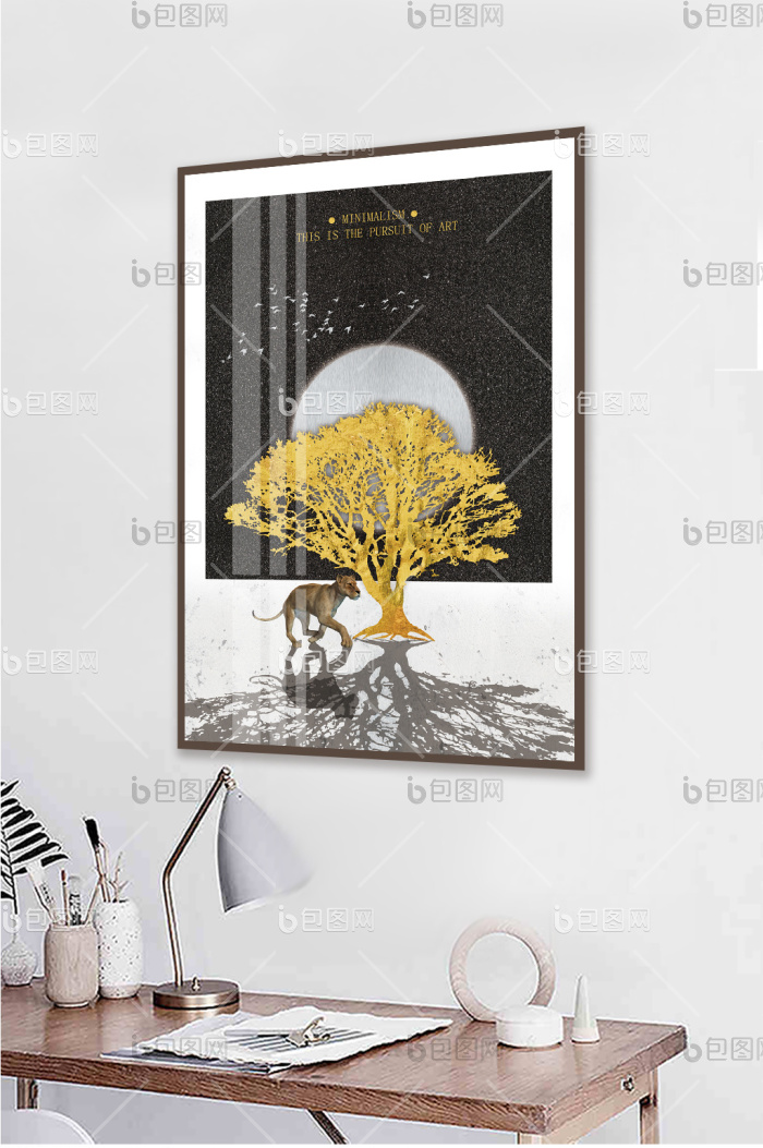 北欧风动植物狮子晶瓷风景客厅酒店装饰画-北欧风动植物狮子晶瓷风景客厅酒店装饰画效果图-【包图网】