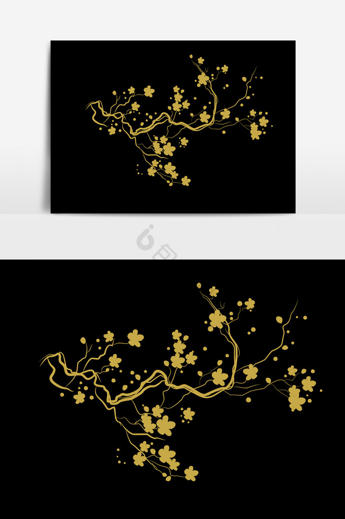 金色装饰梅花psd