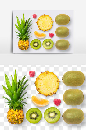菠萝弥核桃水果元素PNG文件水果抠图