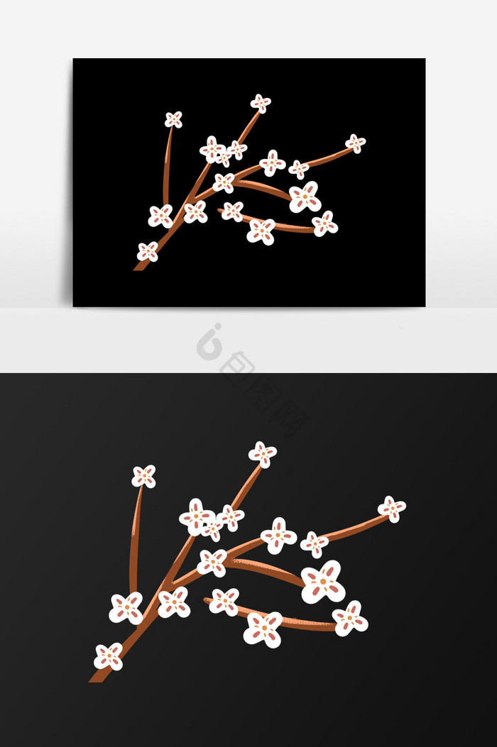 树枝花朵插画图片