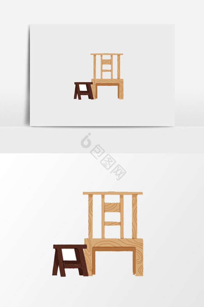 二个凳子插画图片