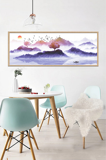 中国风水墨山水风景飞鸟意境装饰画图片