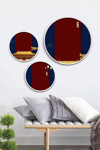 宫廷风海报背景墙效果图-宫廷风海报装饰画-包图网