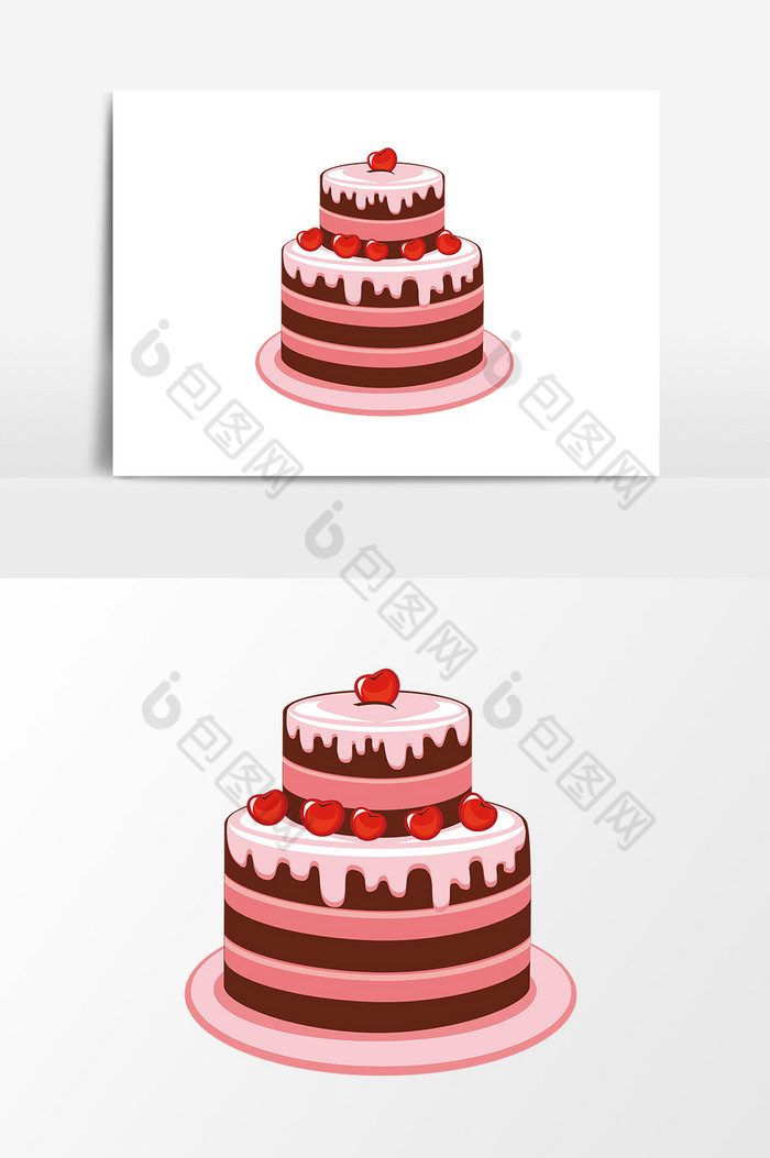 手绘双层蛋糕元素图片