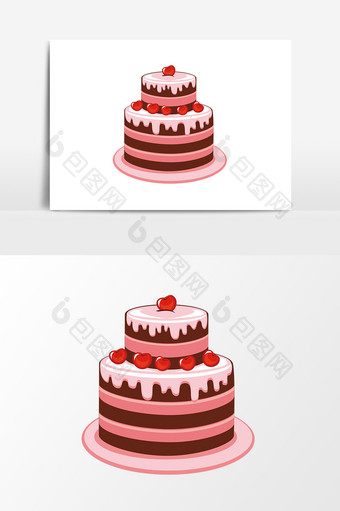 手绘双层蛋糕设计元素图片