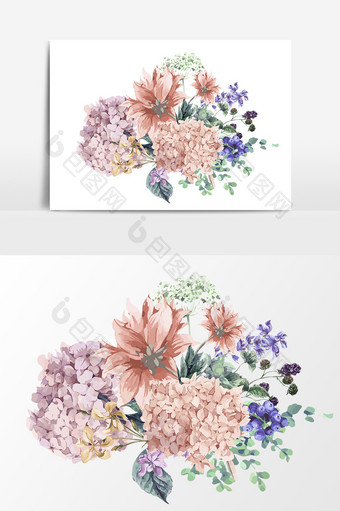 手绘花朵元素设计卡通图片