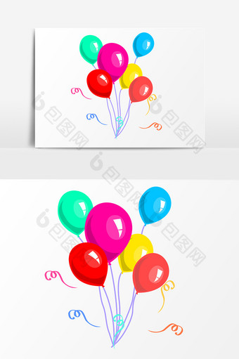手绘彩色气球设计元素图片