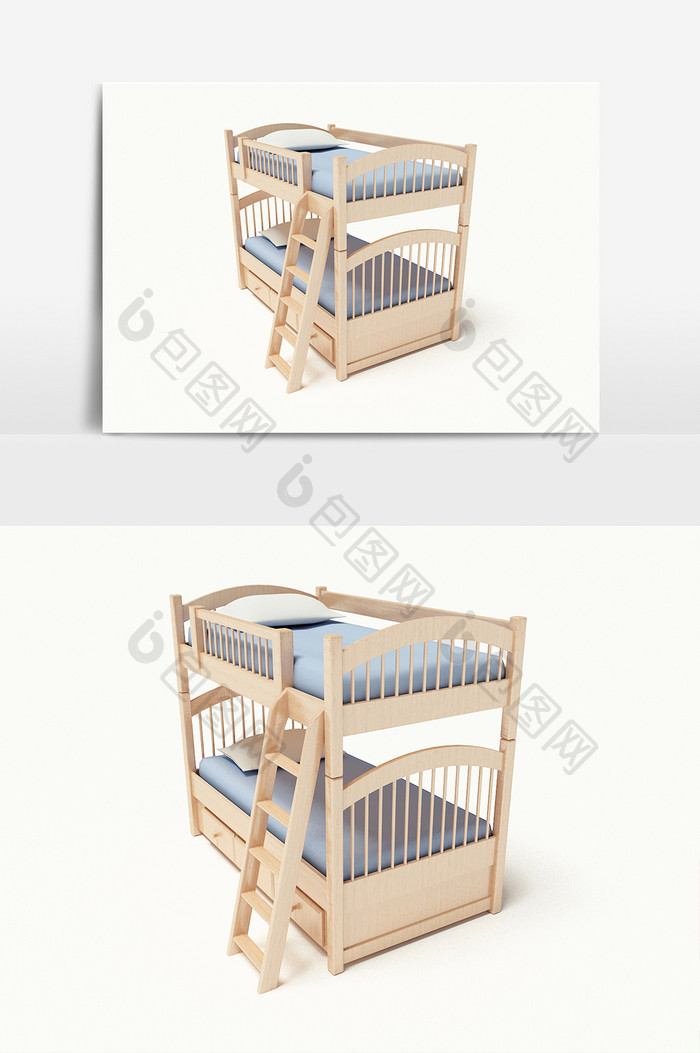 现代风格家装儿童床设计模型