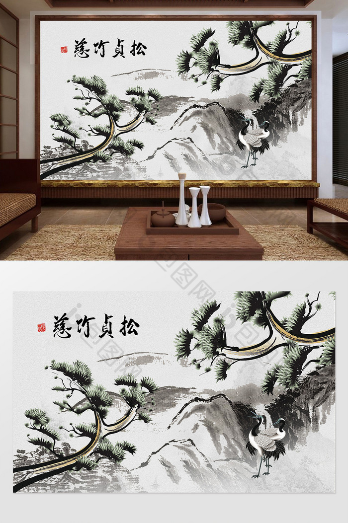 3D立体背景墙立体山水现代简约图片