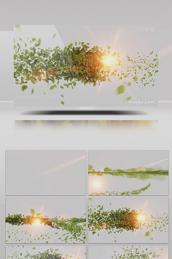 粒子树叶汇聚健康绿色环保片头AE模板图片