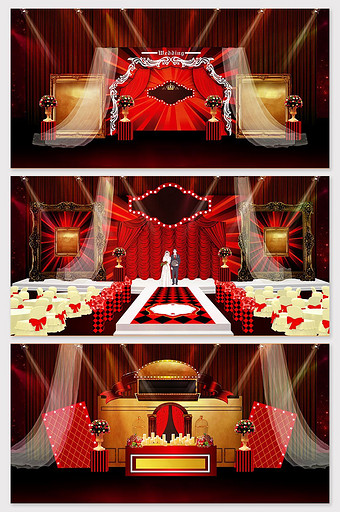 百老汇欧式风格红色婚礼效果图图片