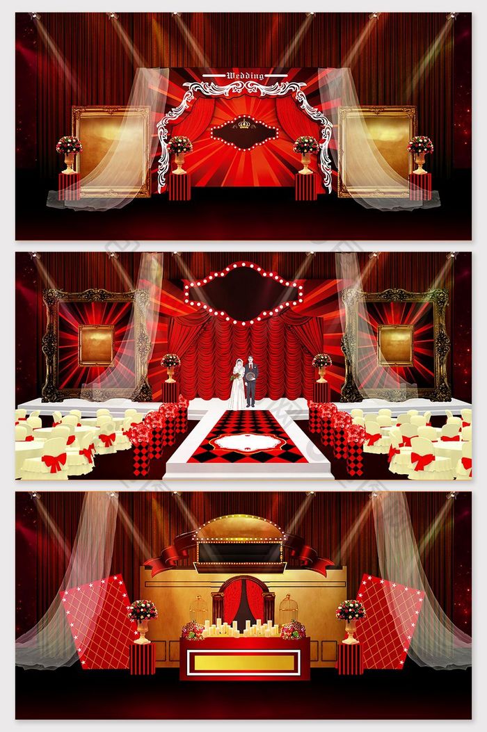 百老汇欧式风格红色婚礼效果图
