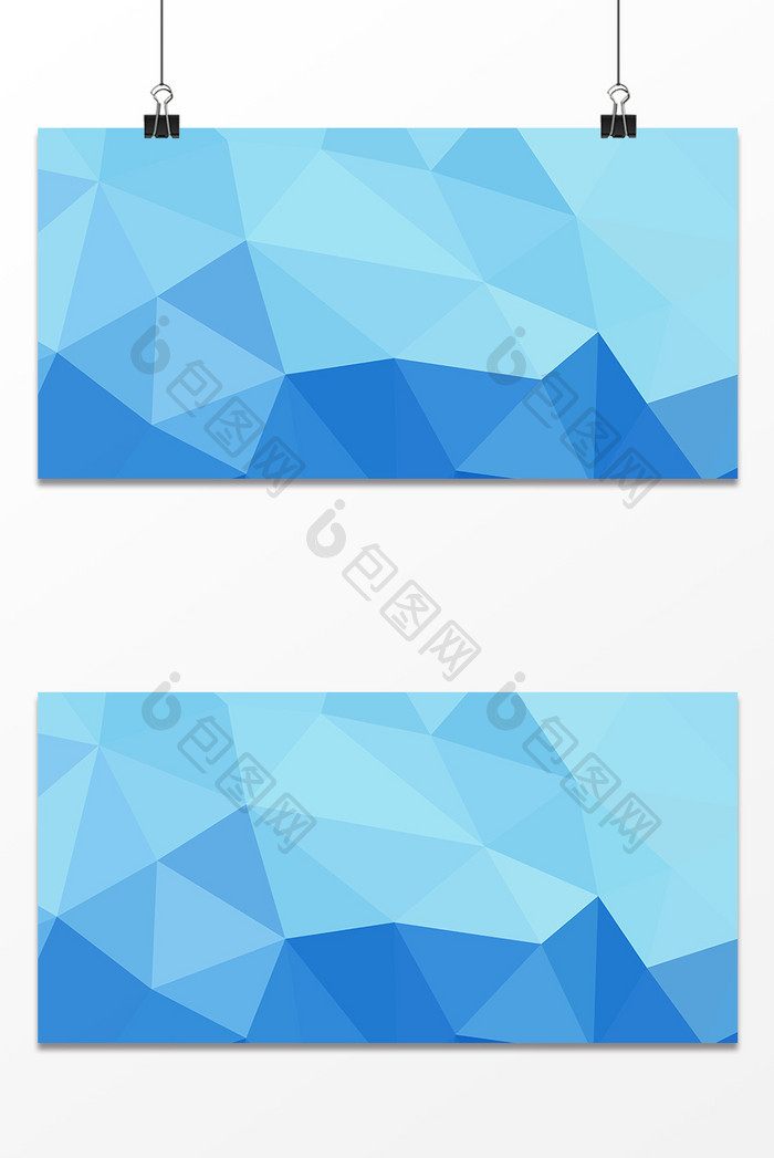 蓝色低多边形科技风背景展板设计
