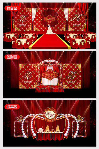 欧式百老汇风格红色婚礼效果图图片