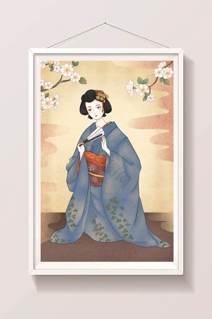仿古日本浮世绘和服人物图片