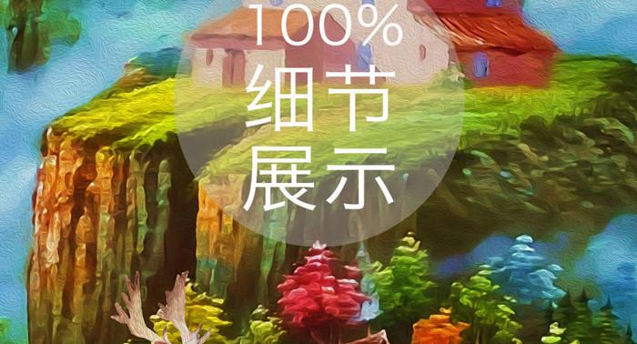 中式唯美油画瀑布风景画小鹿玄关装饰画