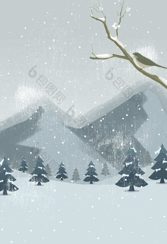 冬季树林插画背景
