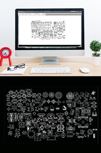 CAD常用餐桌办公桌图库图片