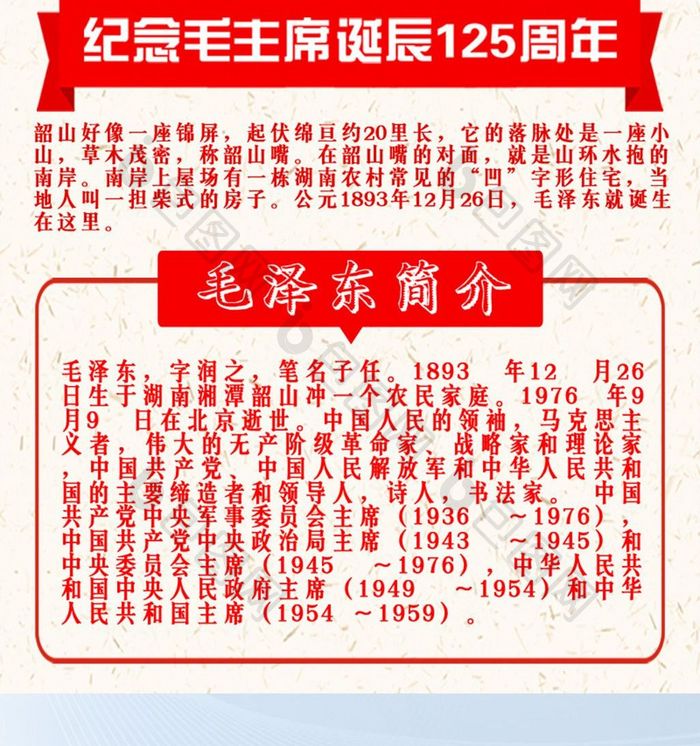 毛泽东诞辰125周年纪念信息长图