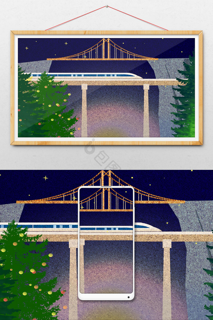 室外夜景环境插画图片