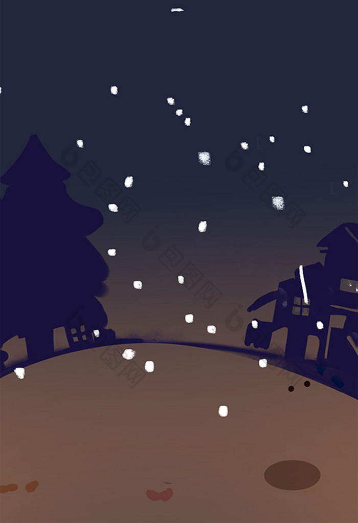 冬季夜色雪景元素设计