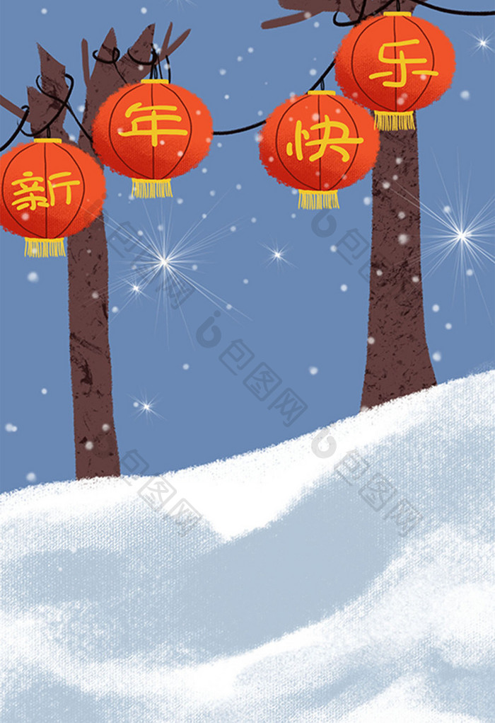 冬季新年雪景元素设计